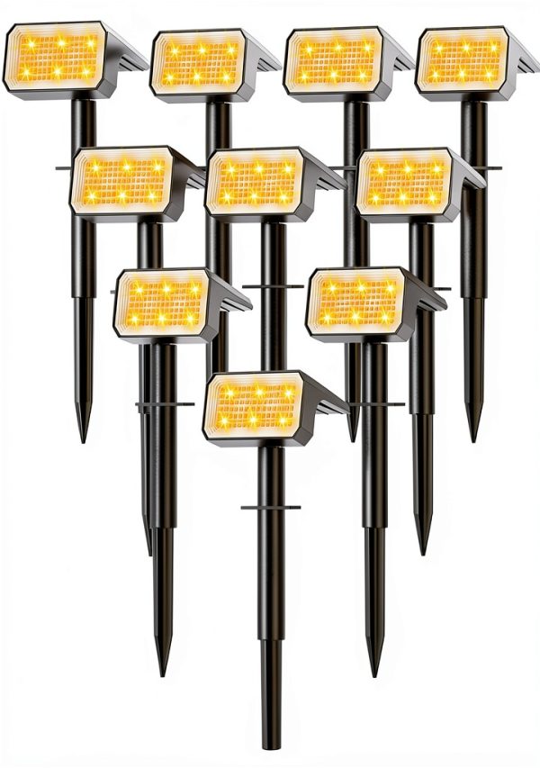 Solar Spot Lights Outdoor Flaow 10 Pack Warm White Spotlight 118LED-0