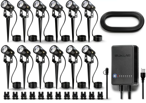 LED Landscape Lighting Kit SUNVIE 12 Pack Low Voltage with 100ft Wire-1